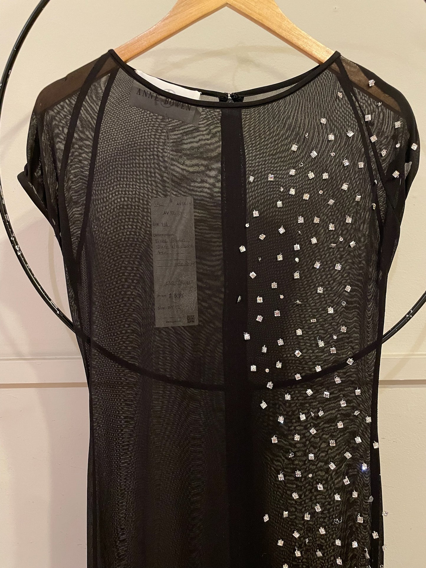 Y2k Anne Bowen Sheer Dress With Rhinestones