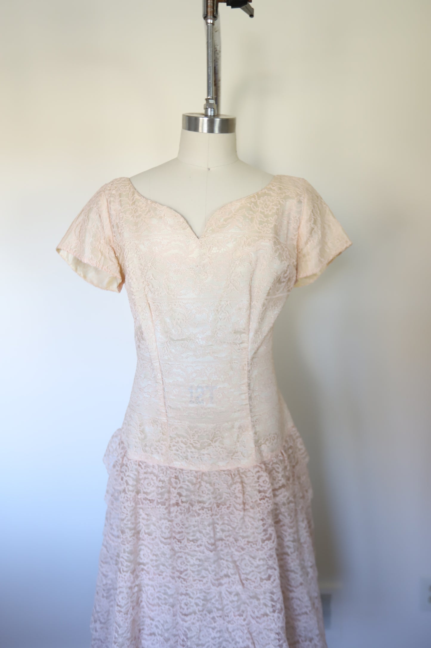 1960s Vintage Drop Waist Lace Dress