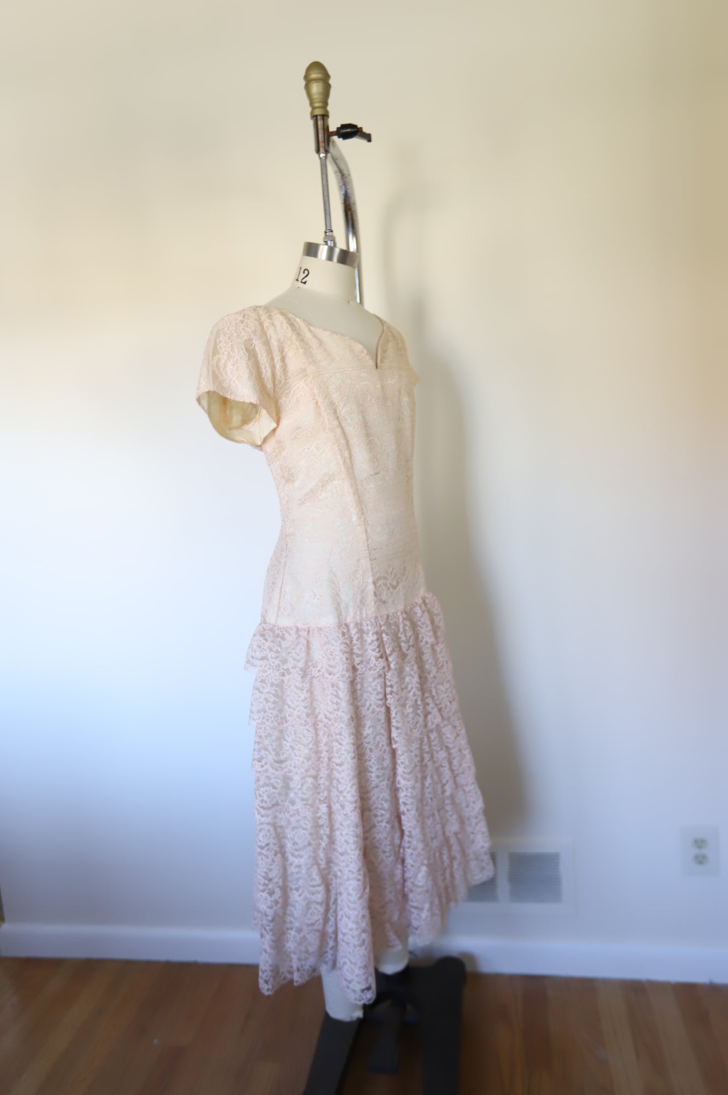 1960s Vintage Drop Waist Lace Dress