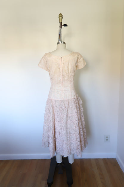 1960s Vintage Drop Waist Lace Dress