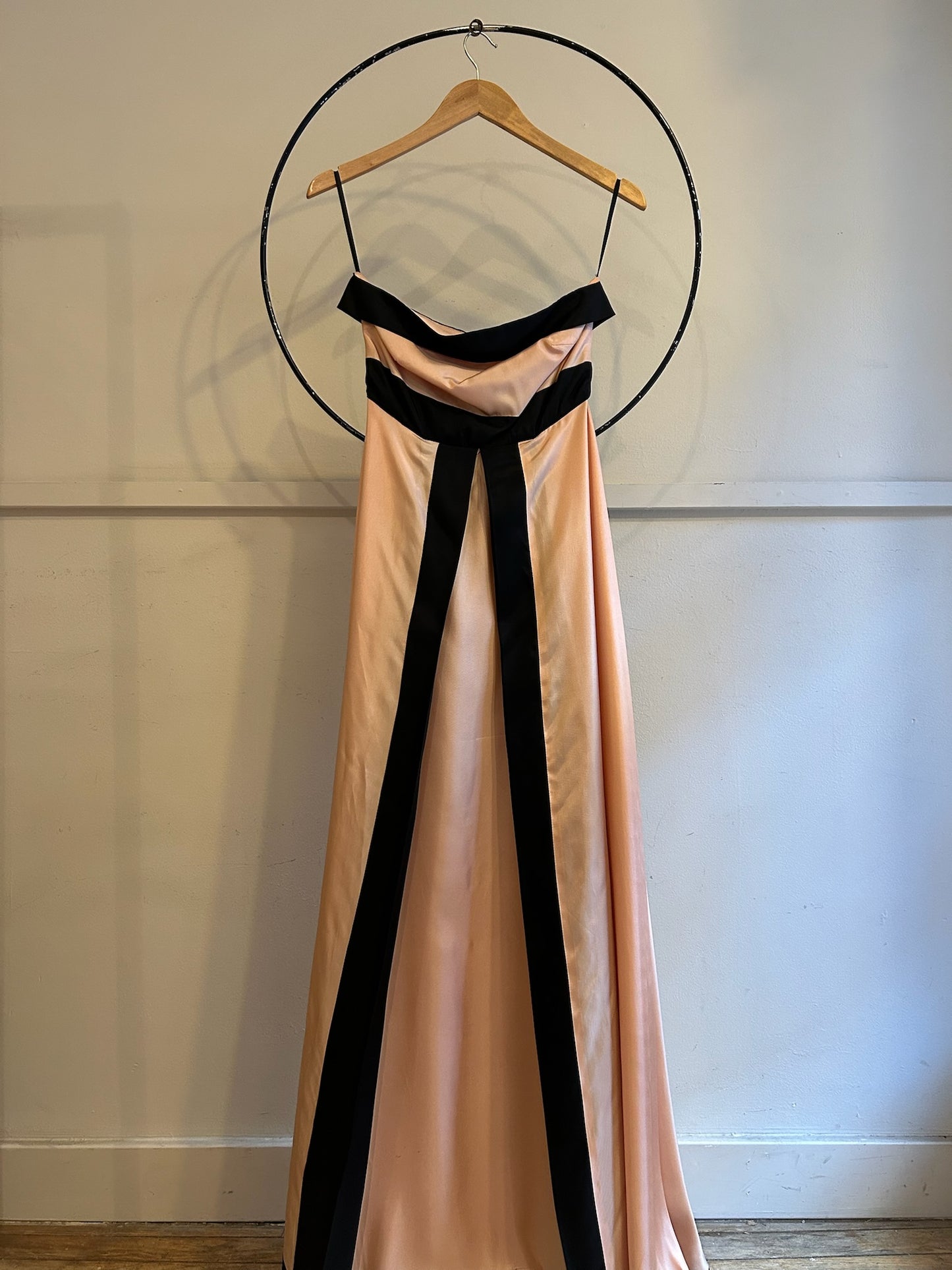 60s/70s Strapless Ribbon Gown