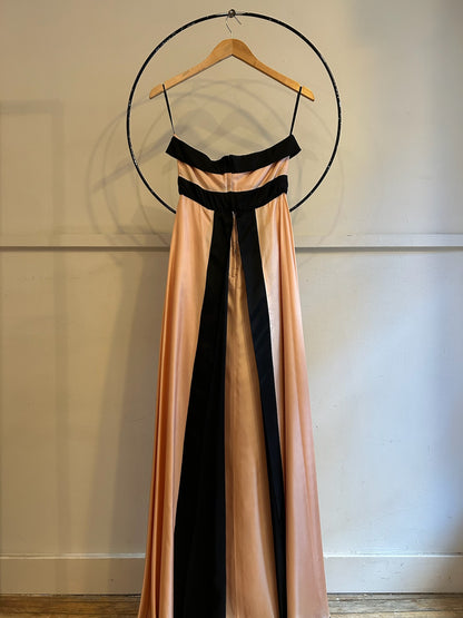 60s/70s Strapless Ribbon Gown