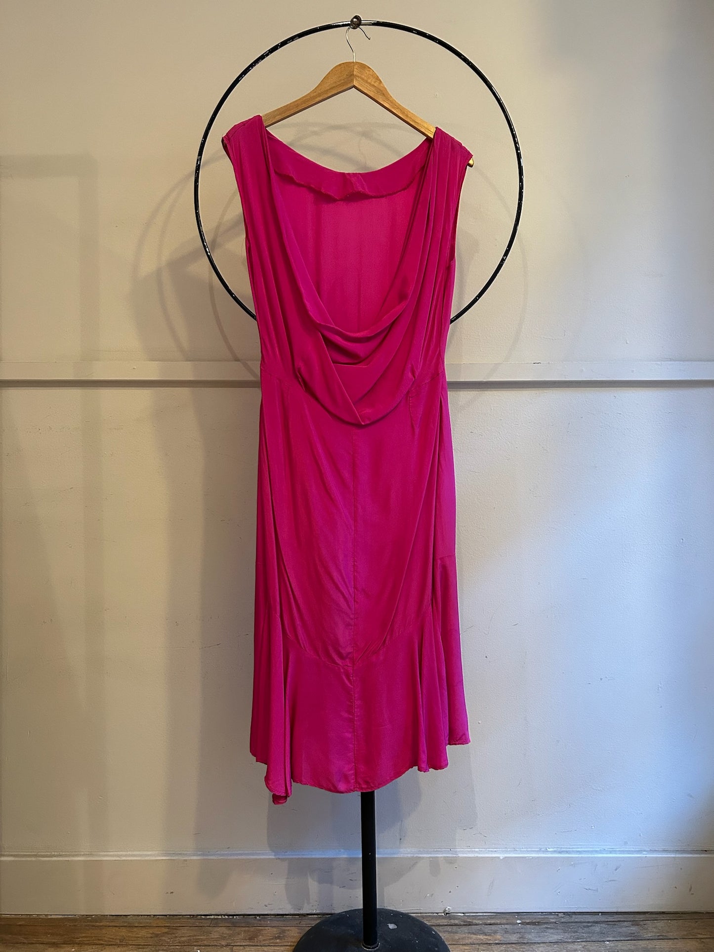 90s Backless Hot Pink Satin Dress