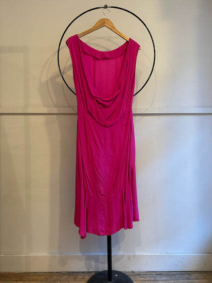 90s Backless Hot Pink Satin Dress