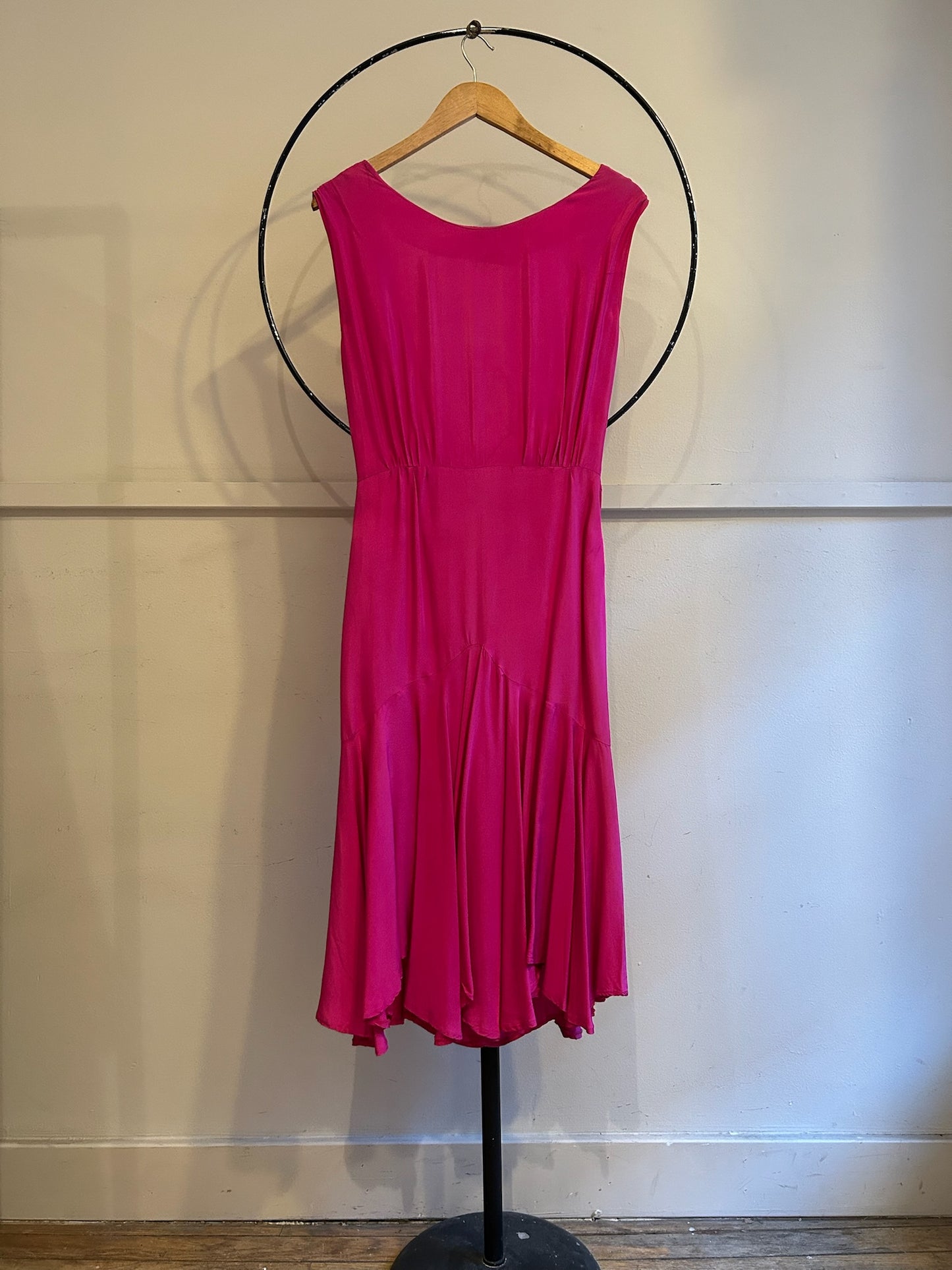 90s Backless Hot Pink Satin Dress