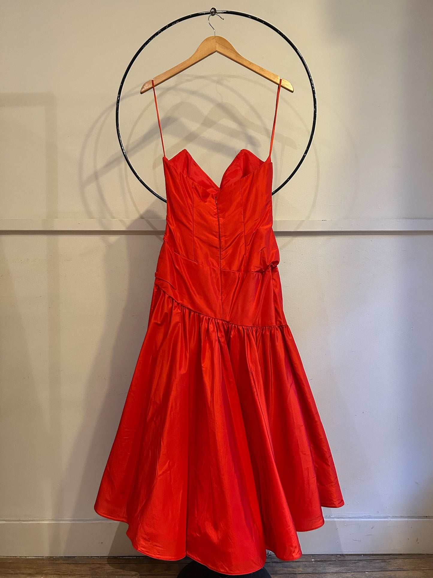 80s Strapless Bow Crinoline Dress W/Sweetheart Neckline