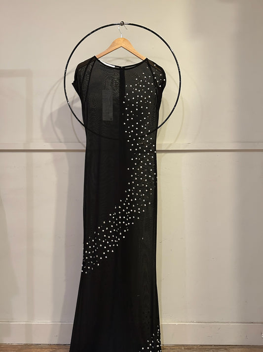 Y2k Anne Bowen Sheer Dress With Rhinestones