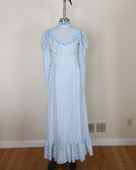 Vintage 1970s Bridgeton High Neck Lawn Dress