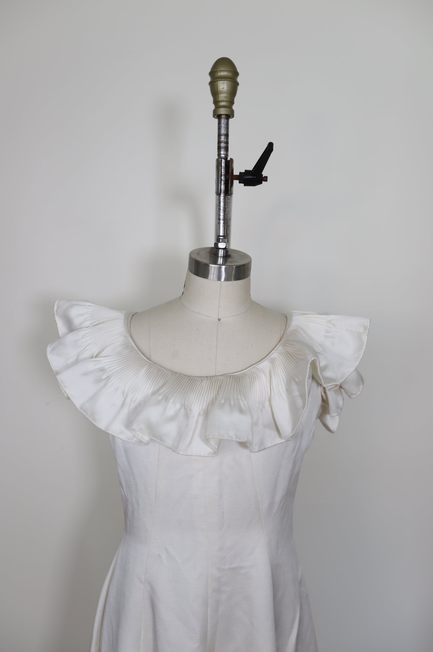 1960's Ruffle Scoop Neck A Line Gown