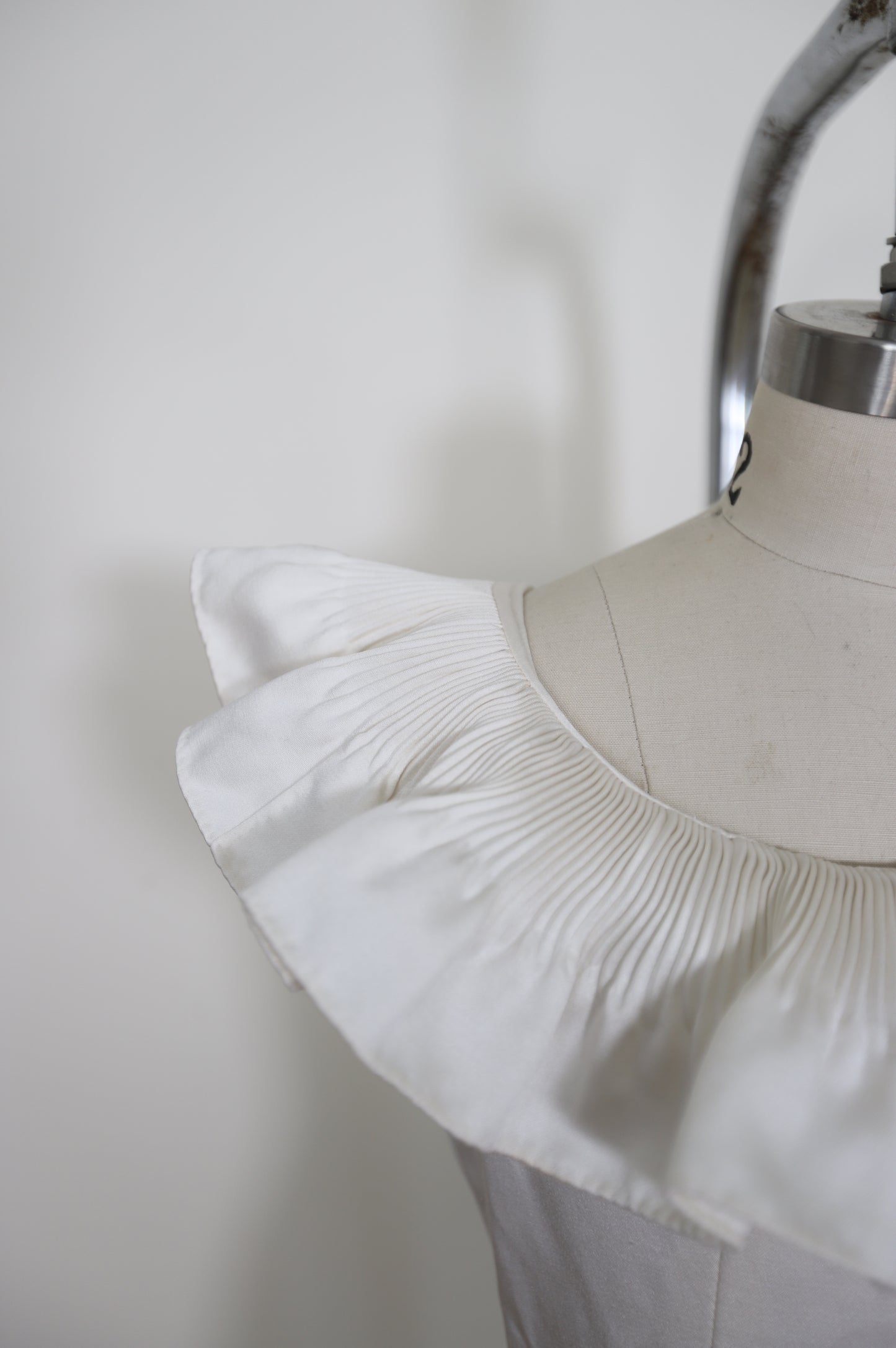 1960's Ruffle Scoop Neck A Line Gown