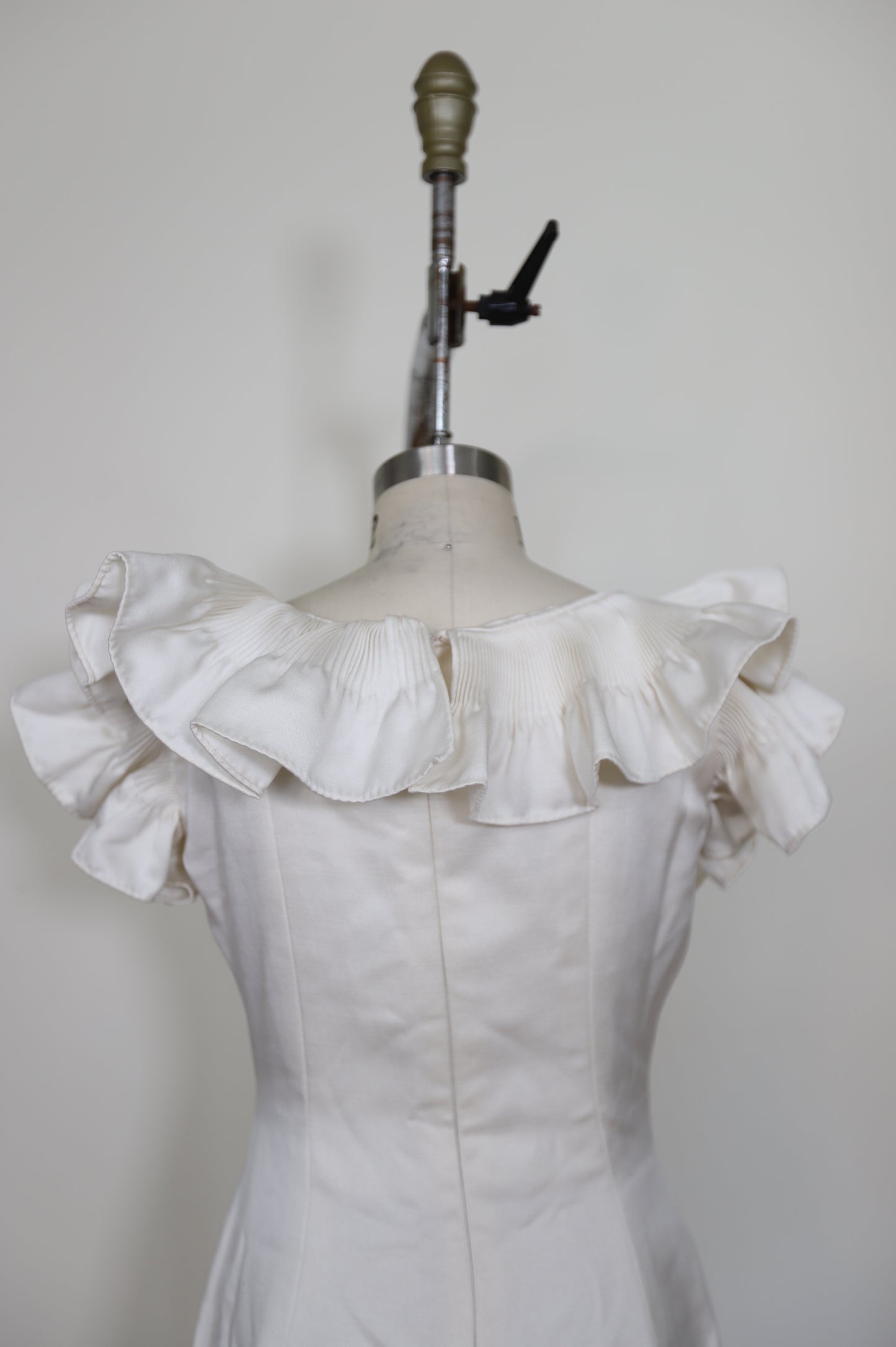 1960's Ruffle Scoop Neck A Line Gown