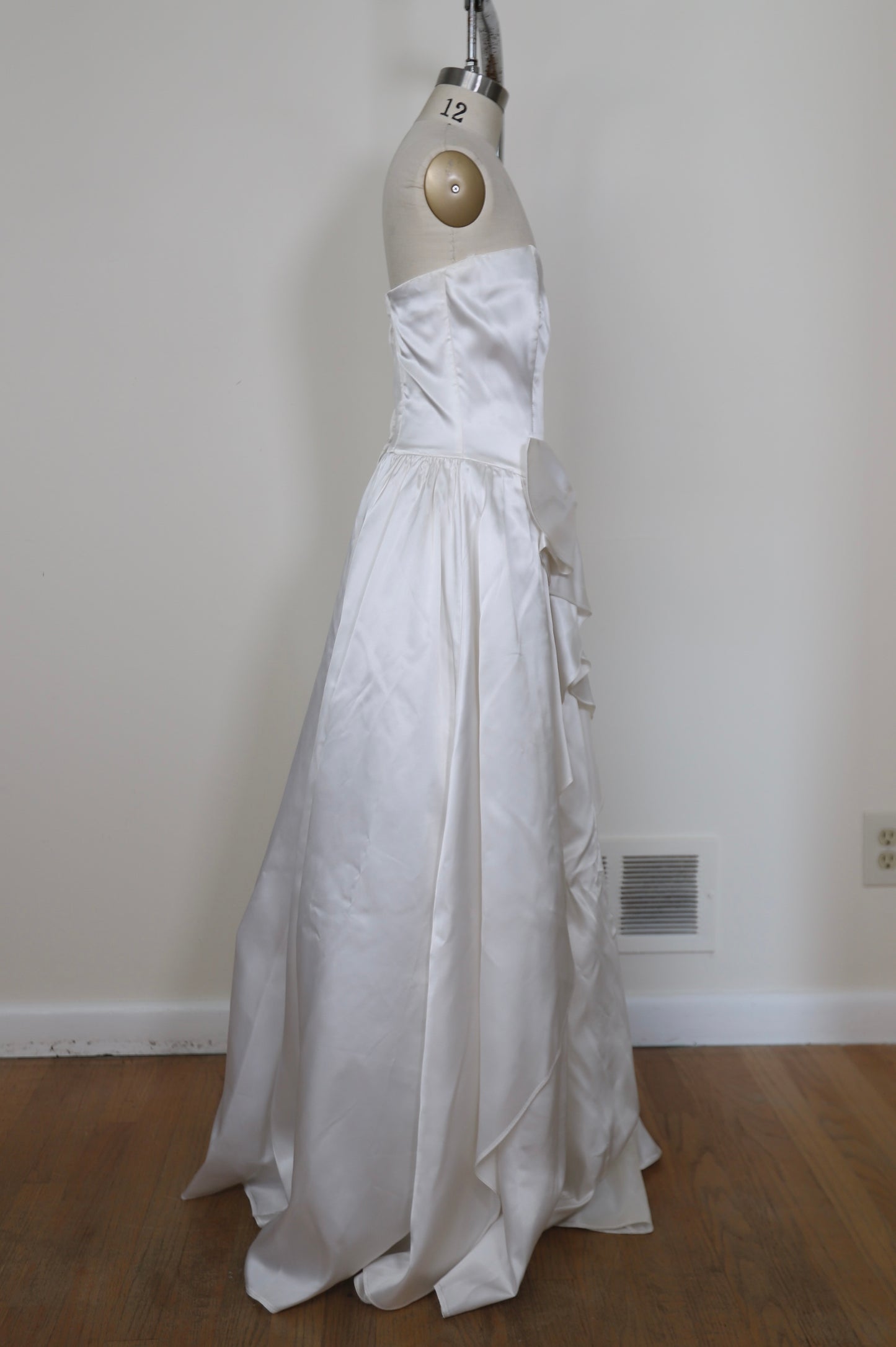 1990's Gunne Sax Strapless Bow Cascade Ruffle Gown
