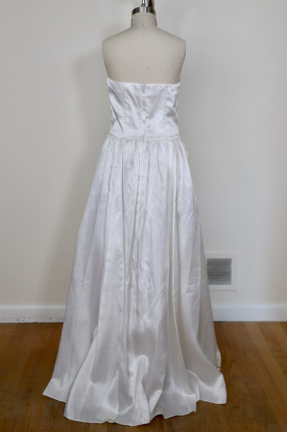 1990's Gunne Sax Strapless Bow Cascade Ruffle Gown