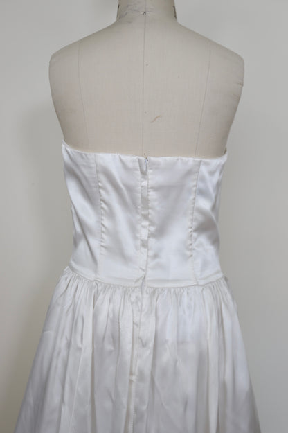 1990's Gunne Sax Strapless Bow Cascade Ruffle Gown