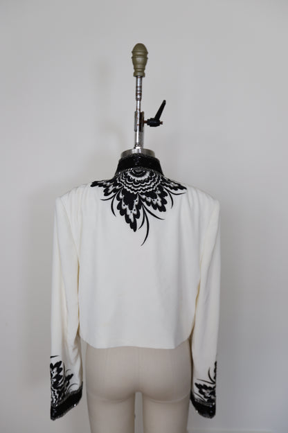 1980's Bob Mackie Beaded Embroidered Cropped Bridal Bolero