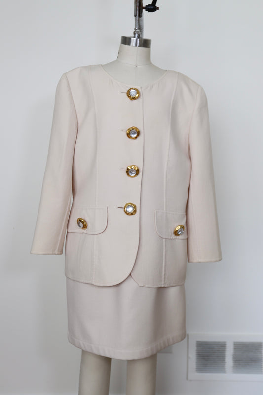 1980's Oscar De La Renta Skirt Suit