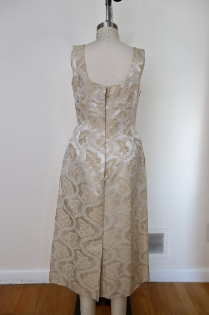 1950's Brocade Silk Wiggle Dress