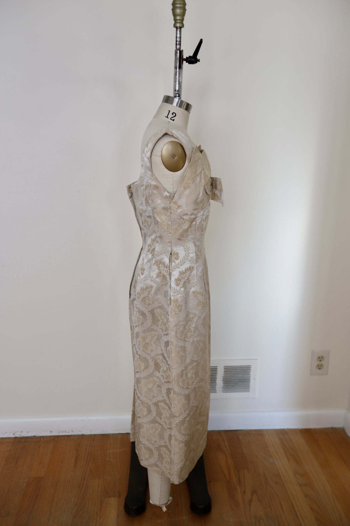 1950's Brocade Silk Wiggle Dress