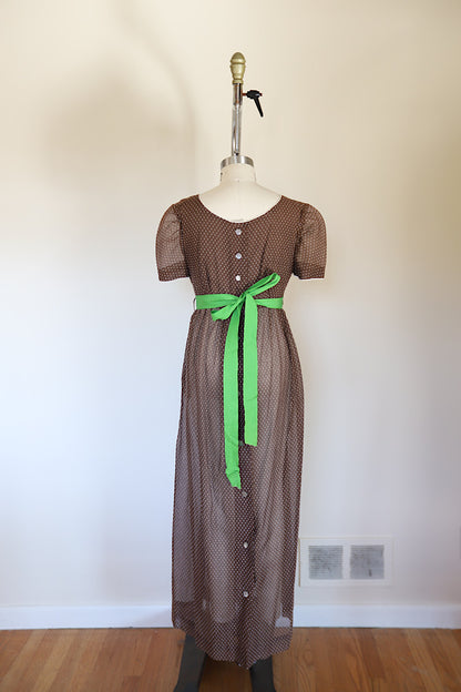 Vintage 1960s Swiss Dot Sheer  Midi Dress