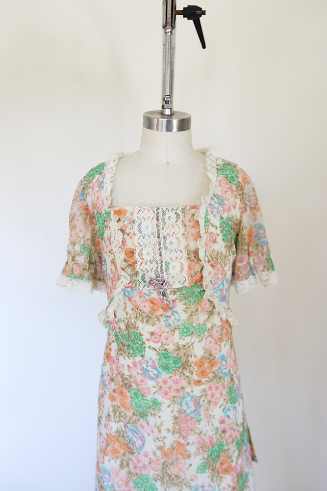 Vintage 1970s Floral Maxi Dress