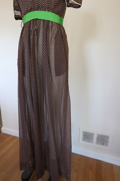 Vintage 1960s Swiss Dot Sheer  Midi Dress