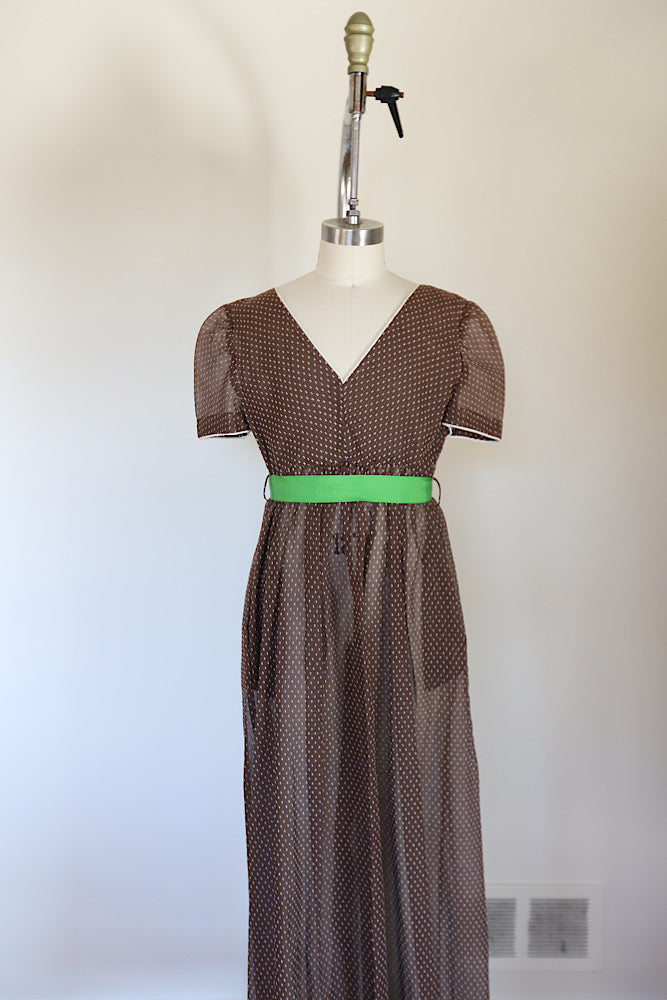 Vintage 1960s Swiss Dot Sheer  Midi Dress