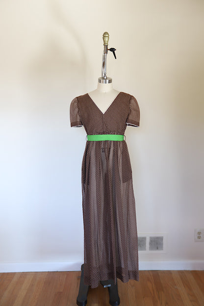 Vintage 1960s Swiss Dot Sheer  Midi Dress