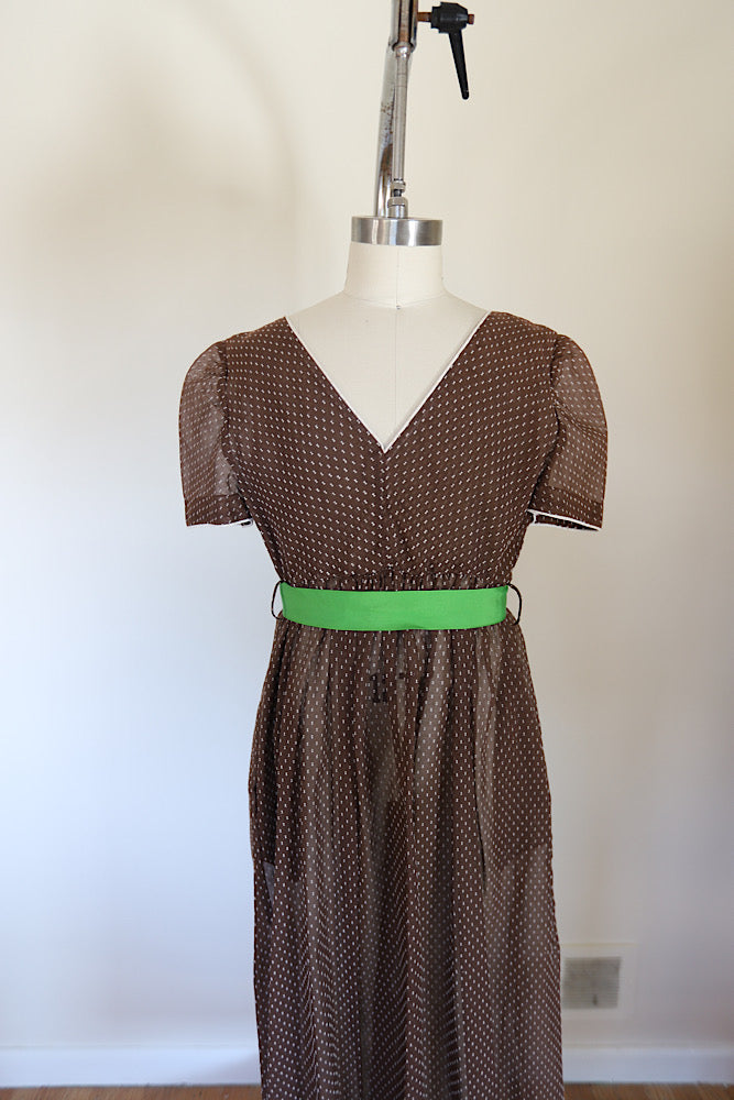Vintage 1960s Swiss Dot Sheer  Midi Dress
