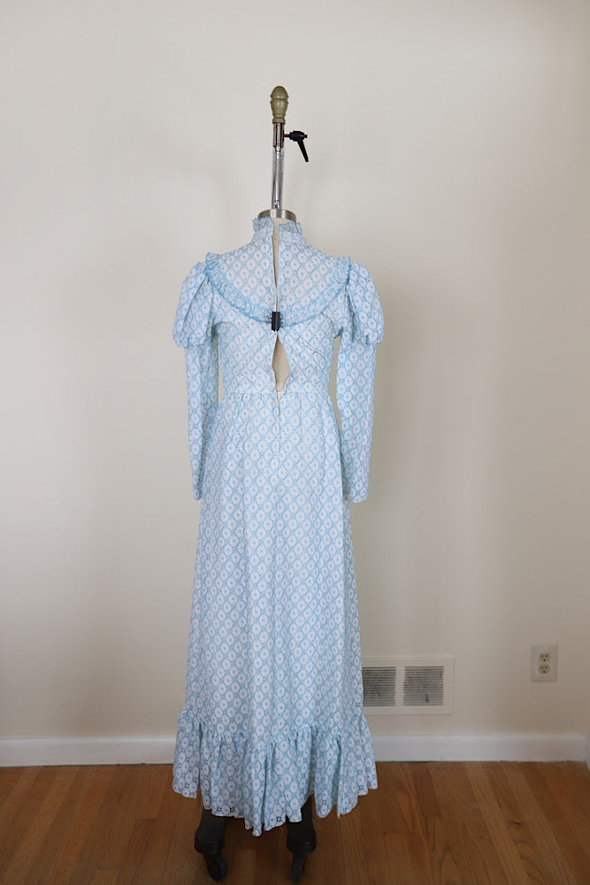 Vintage 1970s Bridgeton High Neck Lawn Dress