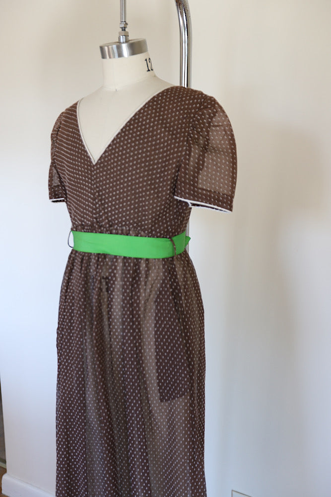 Vintage 1960s Swiss Dot Sheer  Midi Dress