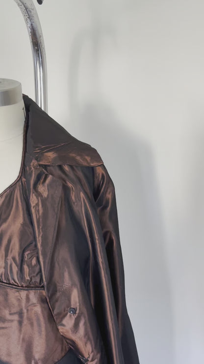 80s Vintage Bronze Taffeta Jumpsuit With Swing Jacket