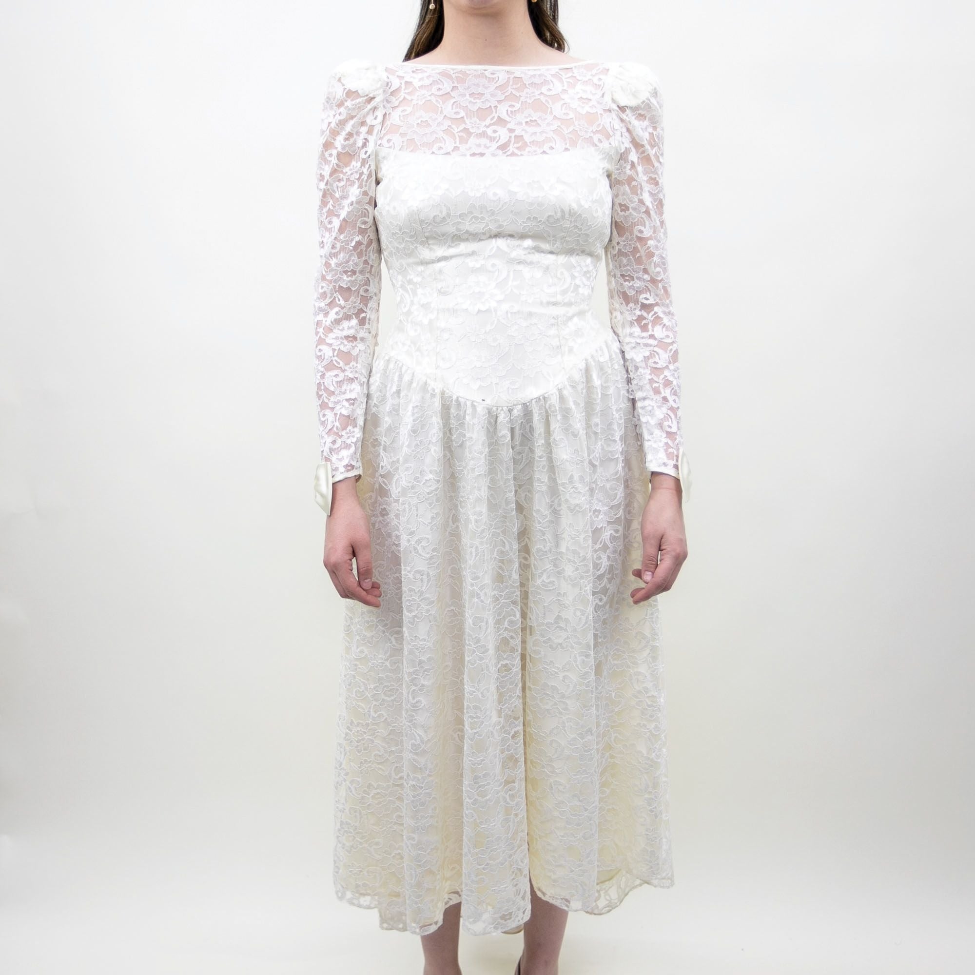 Off White 80s Bridal Midi Dress