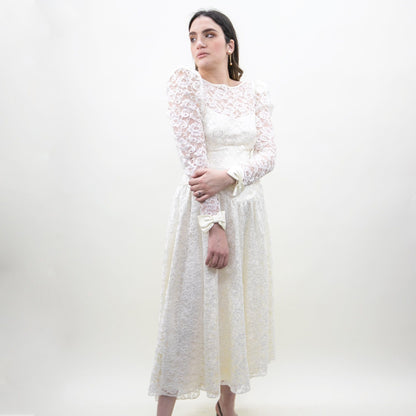 Off White 80s Bridal Midi Dress