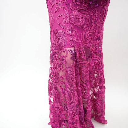 80s Handmade Fuchsia One Sleeve Gown