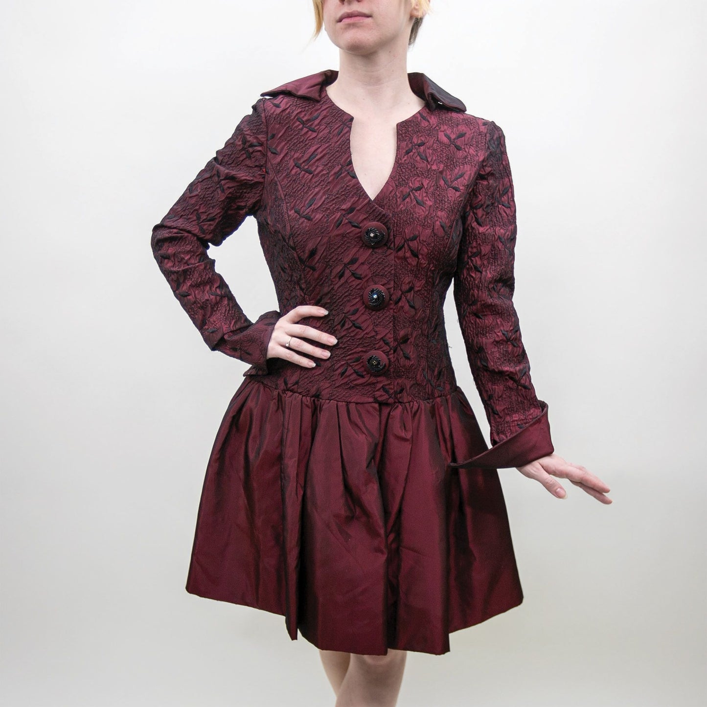 Vintage Punk Maroon Metallic Dress