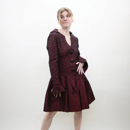 Vintage Punk Maroon Metallic Dress